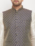 VASTRAMAY Men's Blue Cotton Silk Blend Ethnic Jacket